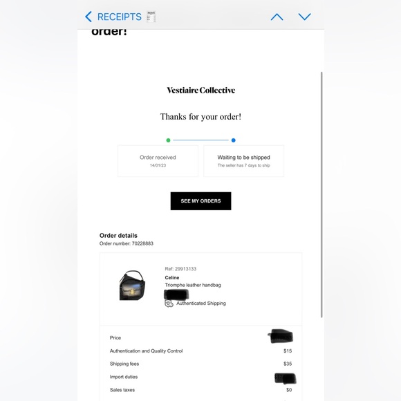 Celine Teen Triomphe, shiny calfskin, black - Picture 4 of 11